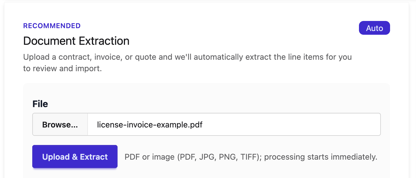 Upload document interface