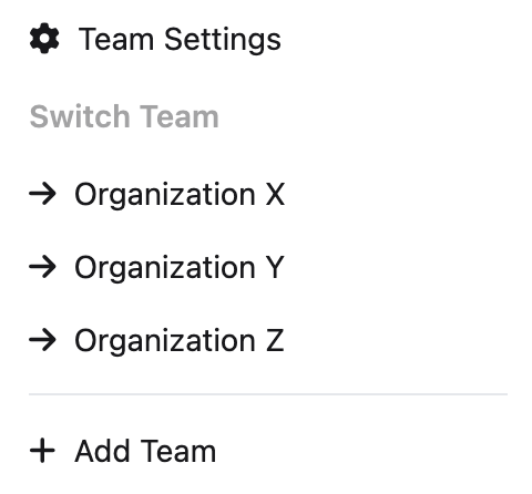 Team switcher preview